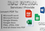 convert PDF to excel, word, png, CSV, docs, google sheet